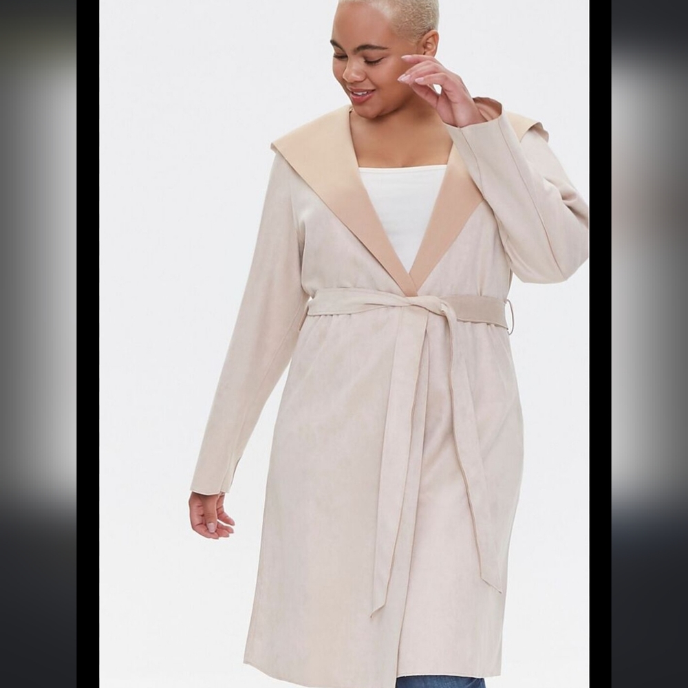 NWT Forever 21 plus Faux Suede Duster Trench Coat